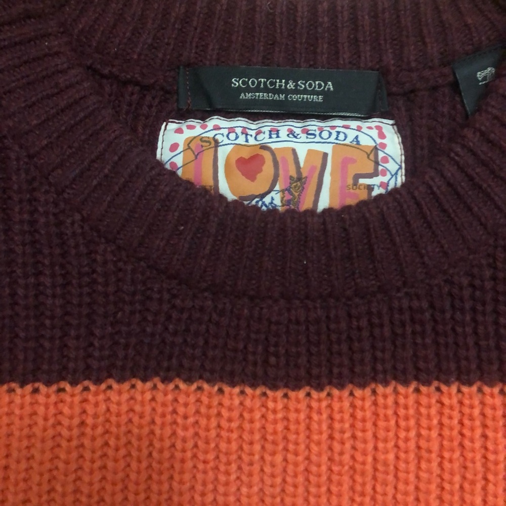 Scotch and Soda Orange and Brown Wool Sweater - Picture 2 of 3